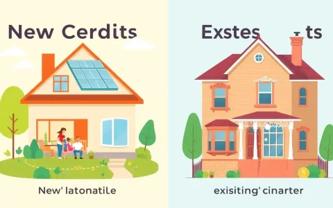 How do the tax credits for new homes differ from those for existing homes
