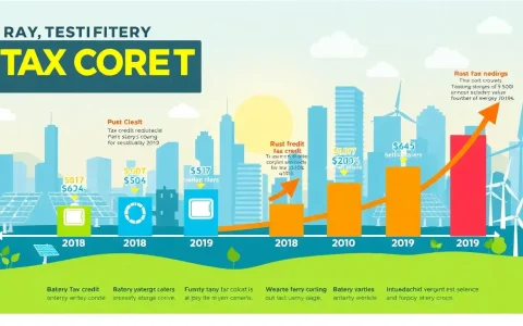 How does the tax credit amount change over time for battery storage systems