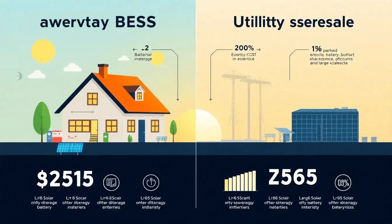 What are the average cost differences between residential and utility-scale BESS installations
