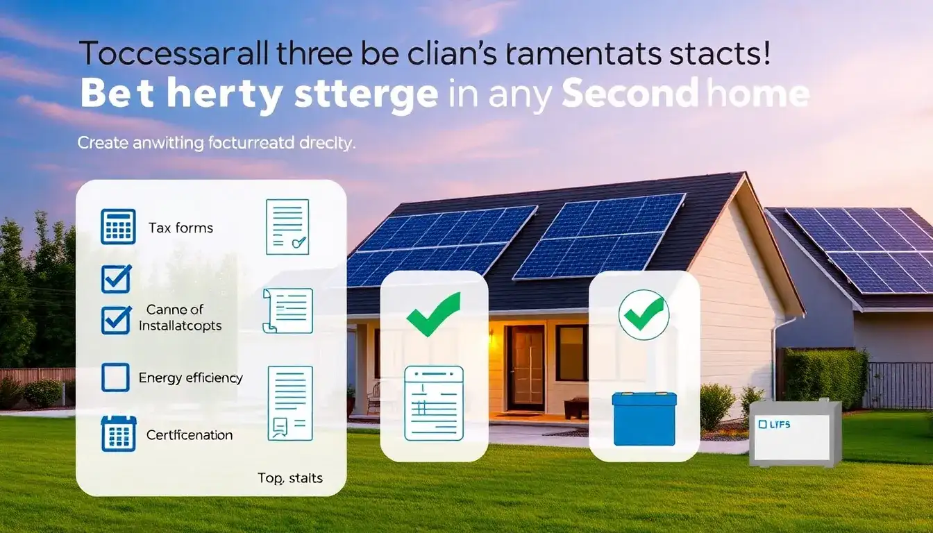 What documents do I need to claim the tax credit for battery storage in a second home