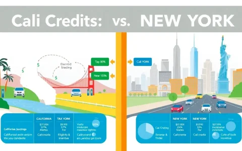 How do the tax credits for electric vehicles in California compare to those in New York