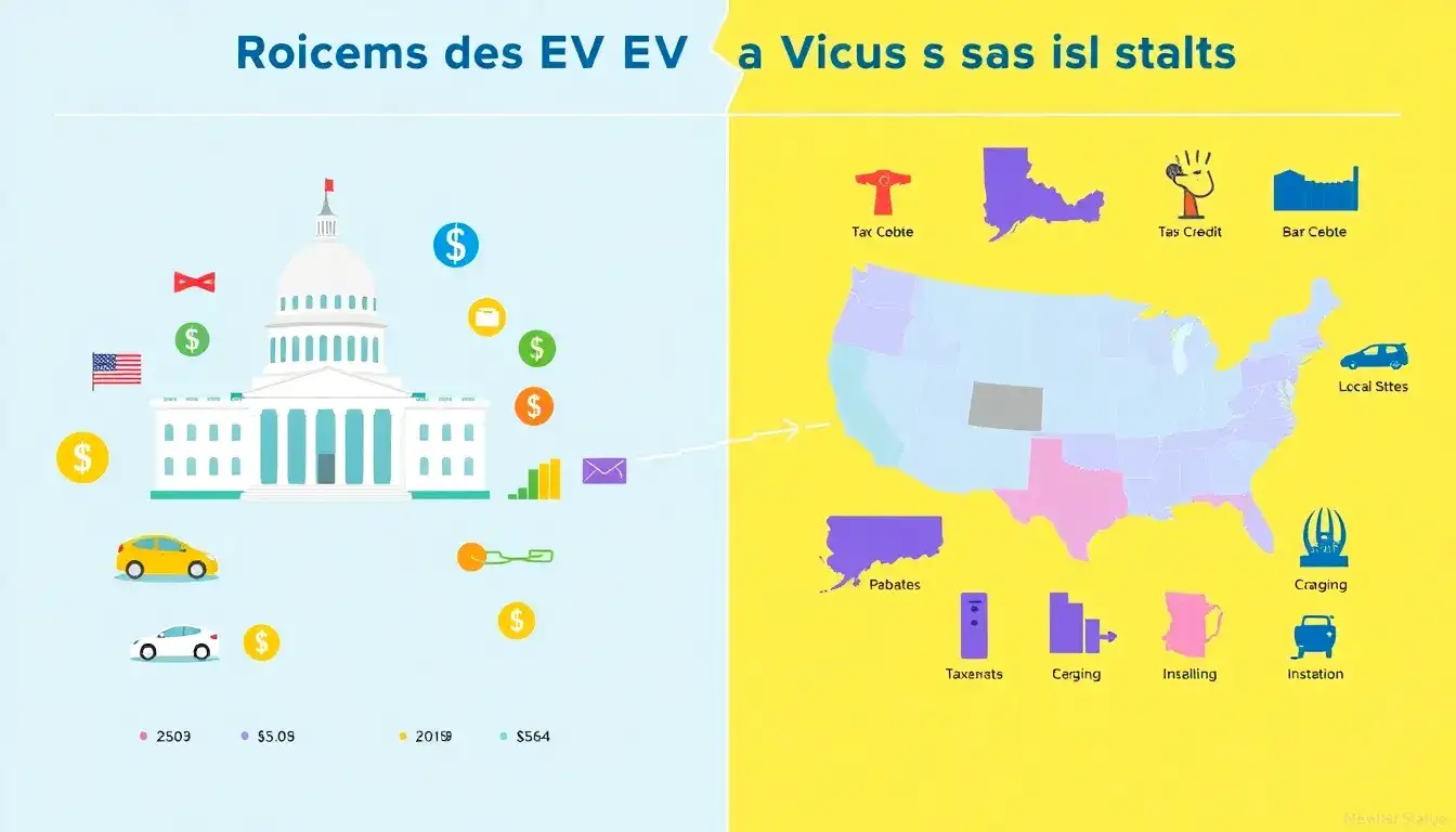 How do the federal EV tax credits compare to the state-specific incentives