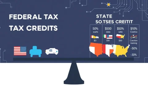 How do federal tax credits compare to state-specific tax credits for EVs