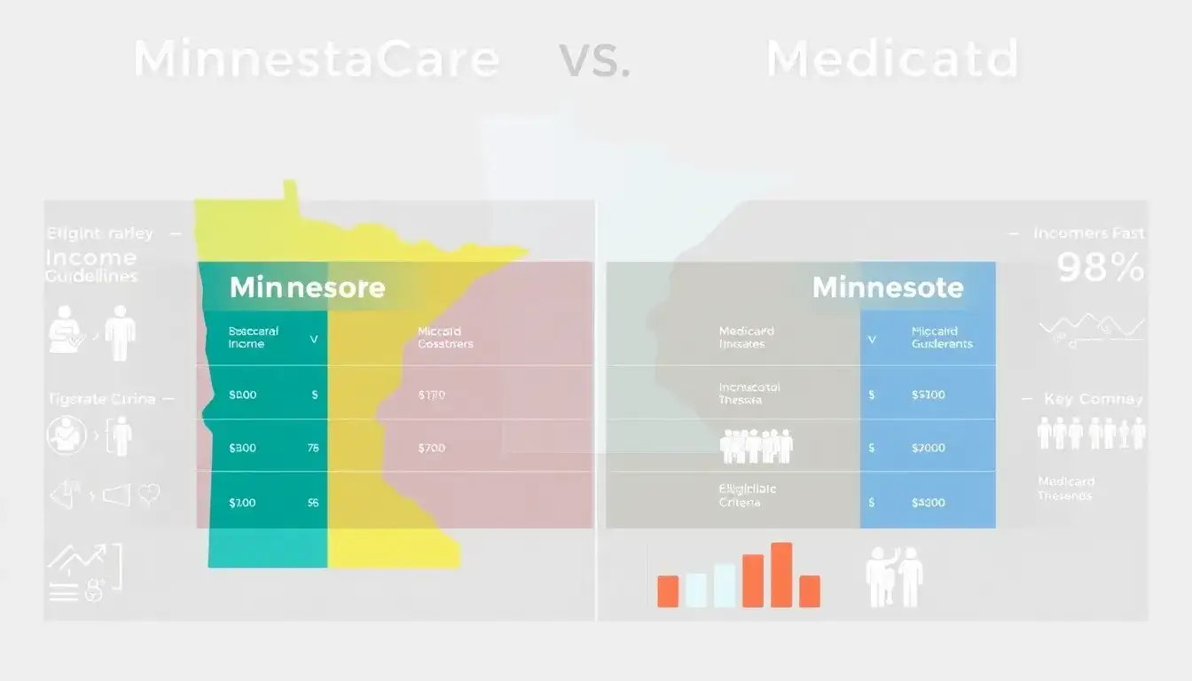 How do income guidelines for MinnesotaCare compare to those for Medicaid