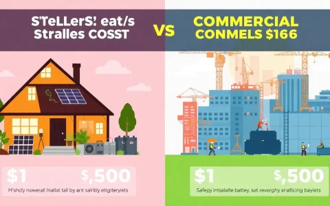How do installation costs vary between residential and commercial energy storage systems