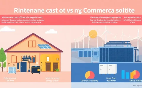 How do the maintenance costs differ between residential and commercial energy storage systems