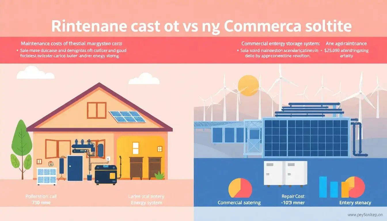 How do the maintenance costs differ between residential and commercial energy storage systems