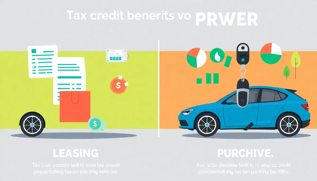 How do the tax credit benefits of leasing an EV compare to purchasing one