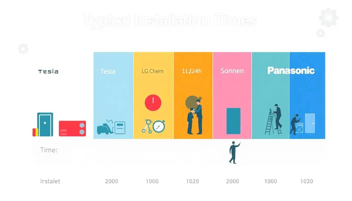 What are the typical installation times for different brands of energy storage systems