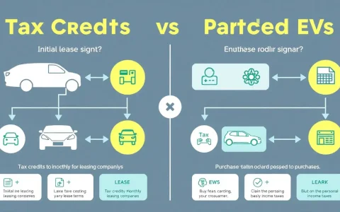 How does the tax credit process work for leased EVs compared to purchased EVs