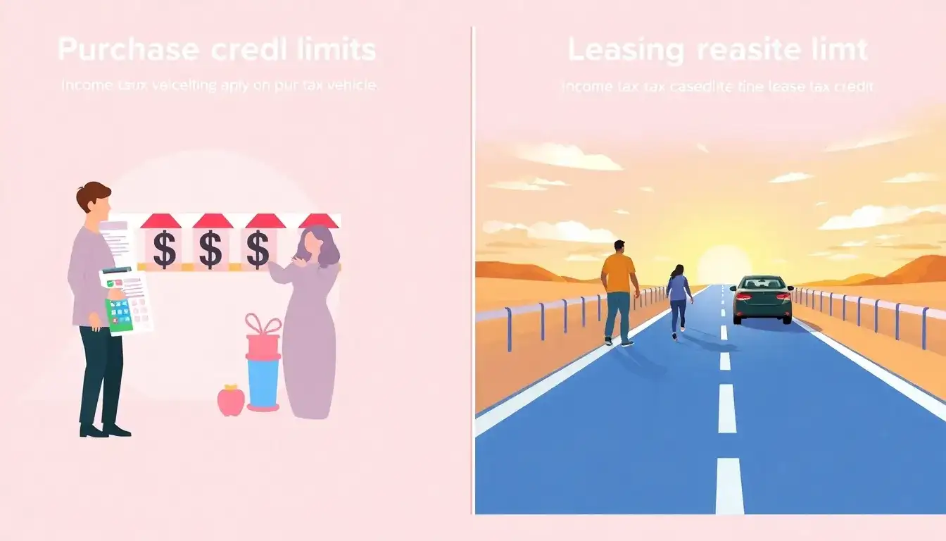 How do income limits affect the purchase tax credit but not the lease tax credit