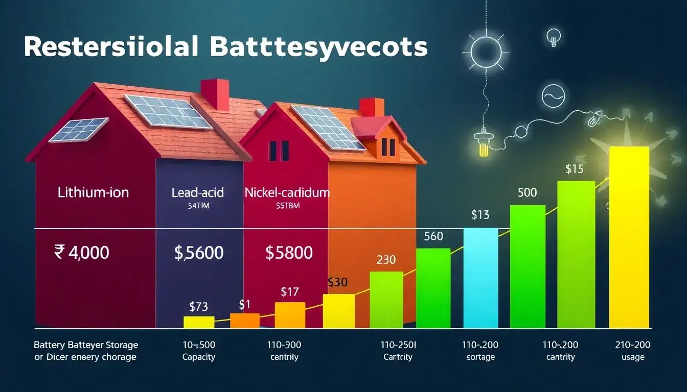 How does the cost of residential battery storage systems vary with different battery chemistries