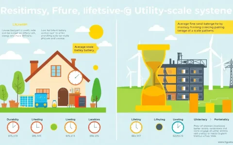 How do the lifetimes of residential and utility-scale battery storage systems compare