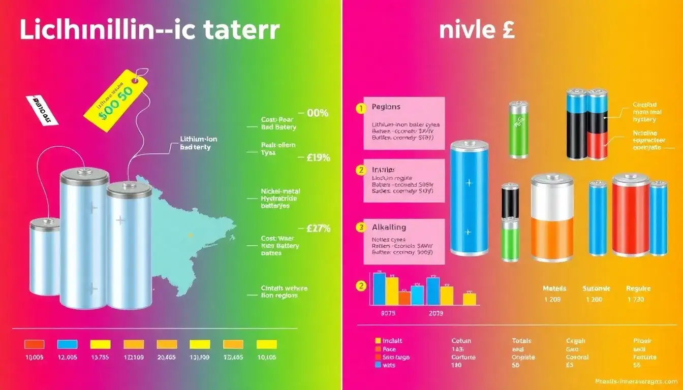 How does the cost of lithium-ion batteries compare to other types of batteries in different regions