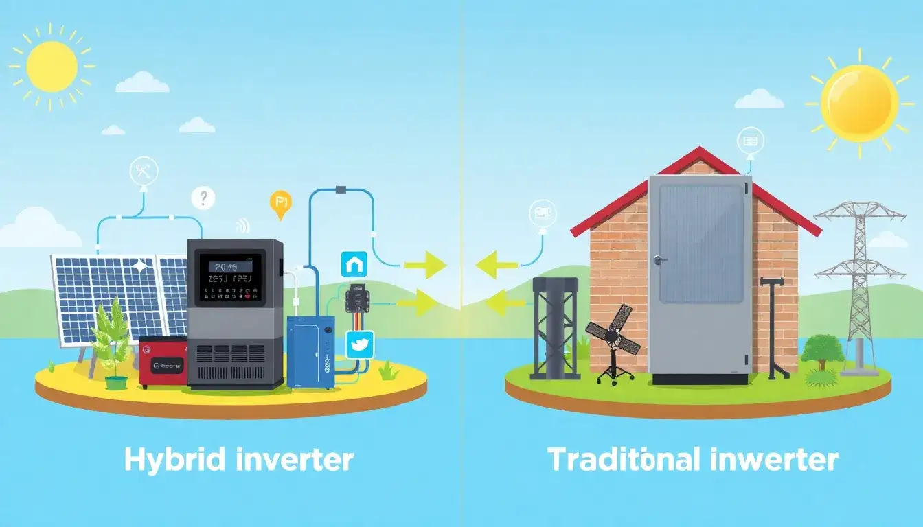 What are the main differences between hybrid inverters and traditional solar inverters