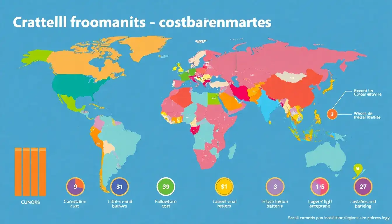 How do installation costs for lithium-ion batteries vary by region