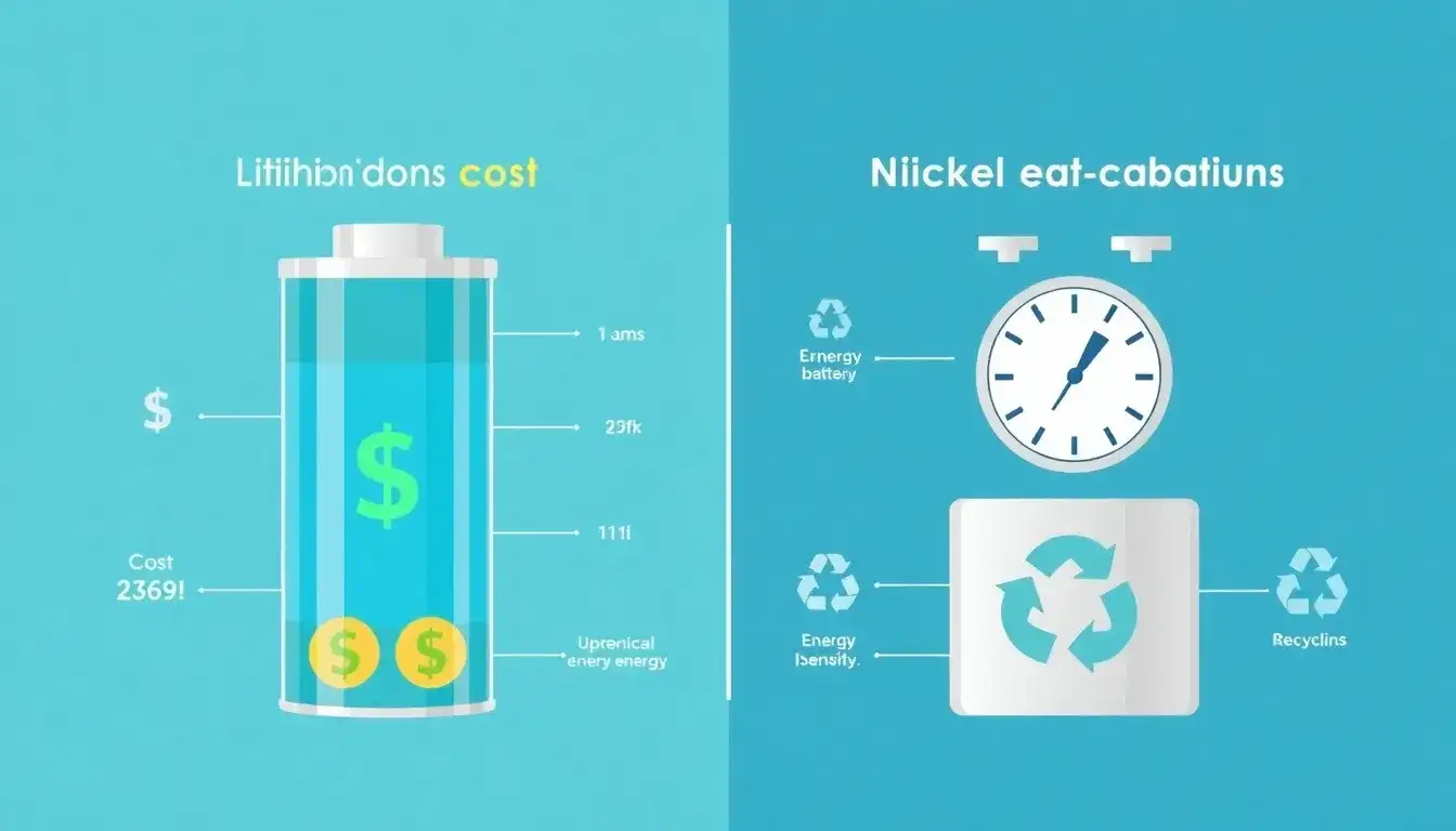 How does the cost of lithium-ion batteries compare to nickel-cadmium batteries over their lifespan