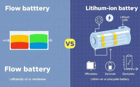 How does the efficiency of flow batteries compare to lithium-ion batteries