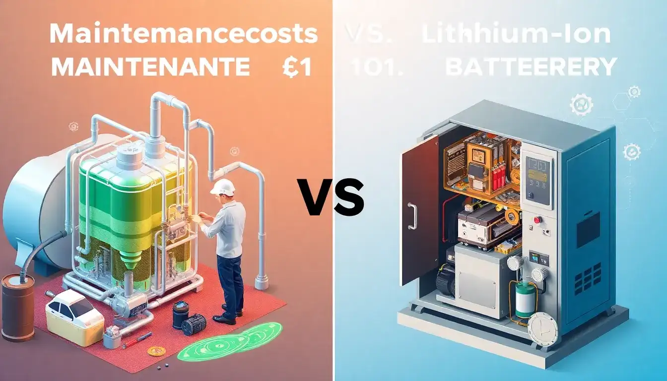 How does the maintenance cost of flow batteries compare to lithium-ion batteries