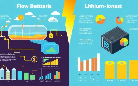 How do flow batteries compare to lithium-ion batteries in terms of cost and efficiency