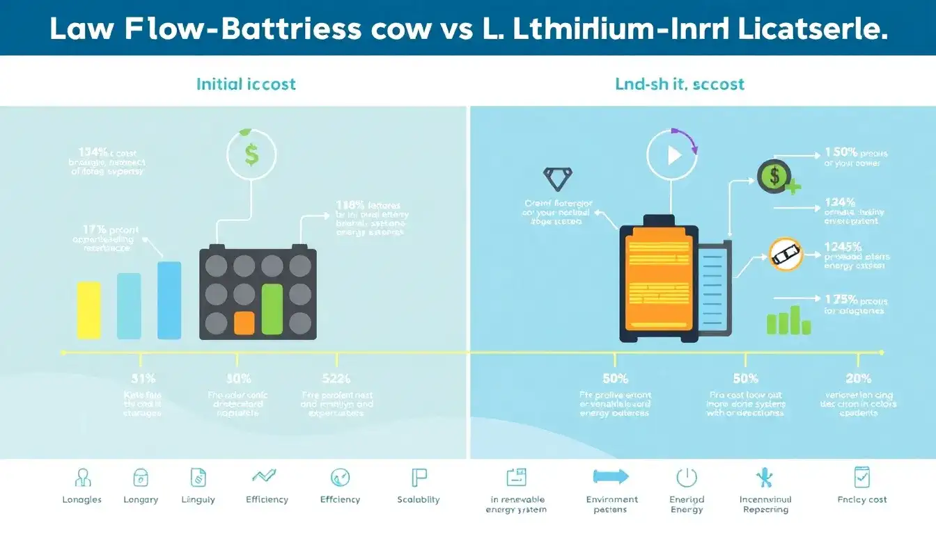 How do the costs of flow batteries compare to lithium-ion batteries over their lifetimes