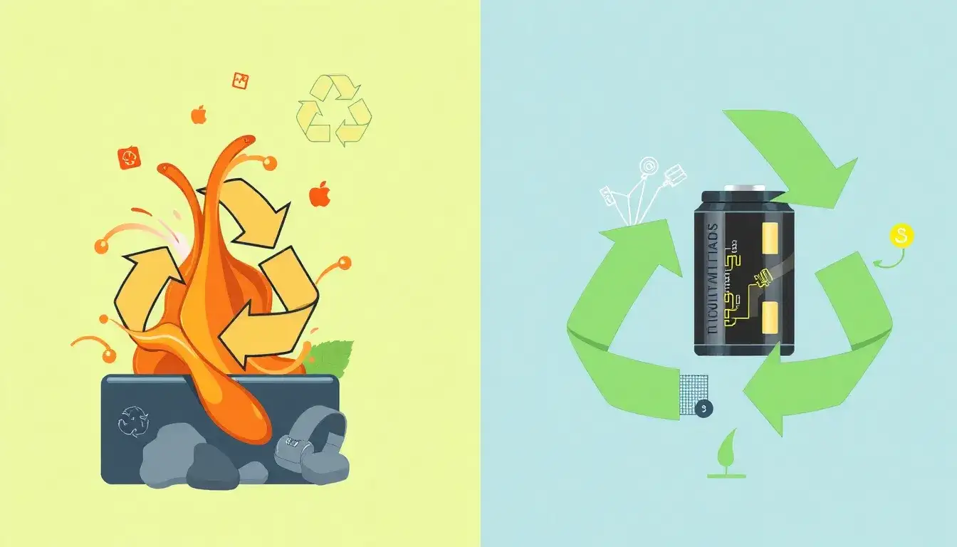 How does the recyclability of iron flow batteries compare to that of lithium-ion batteries
