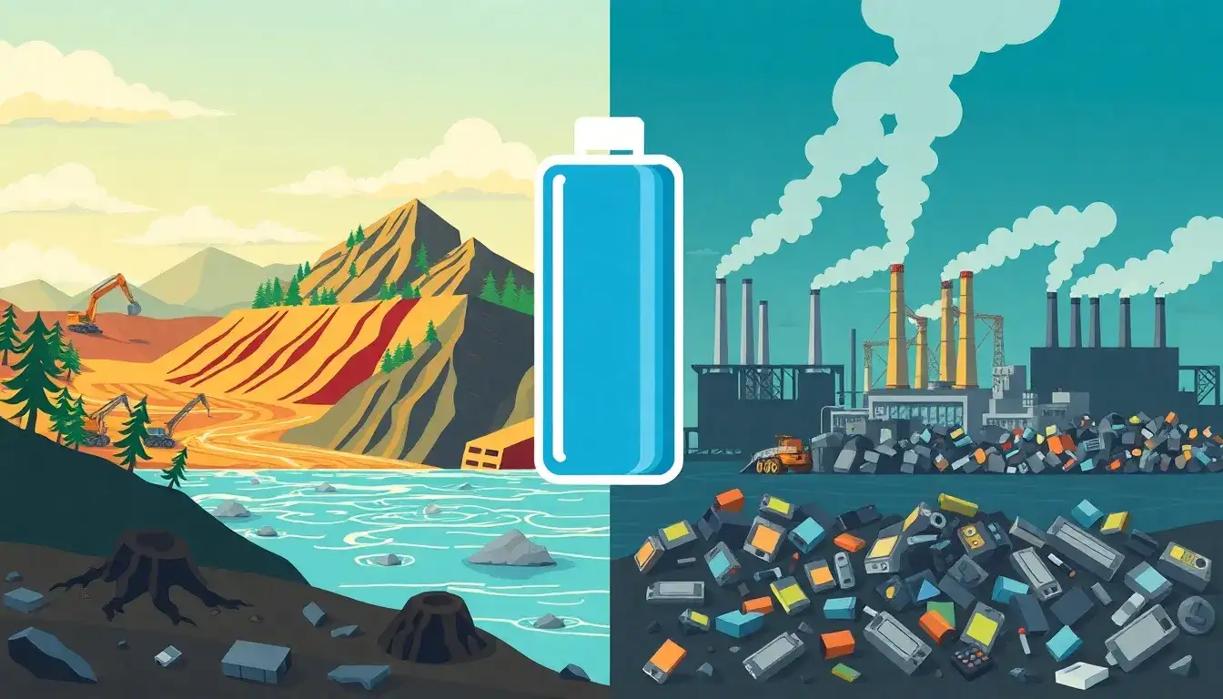 What are the main environmental impacts of producing lithium-ion batteries