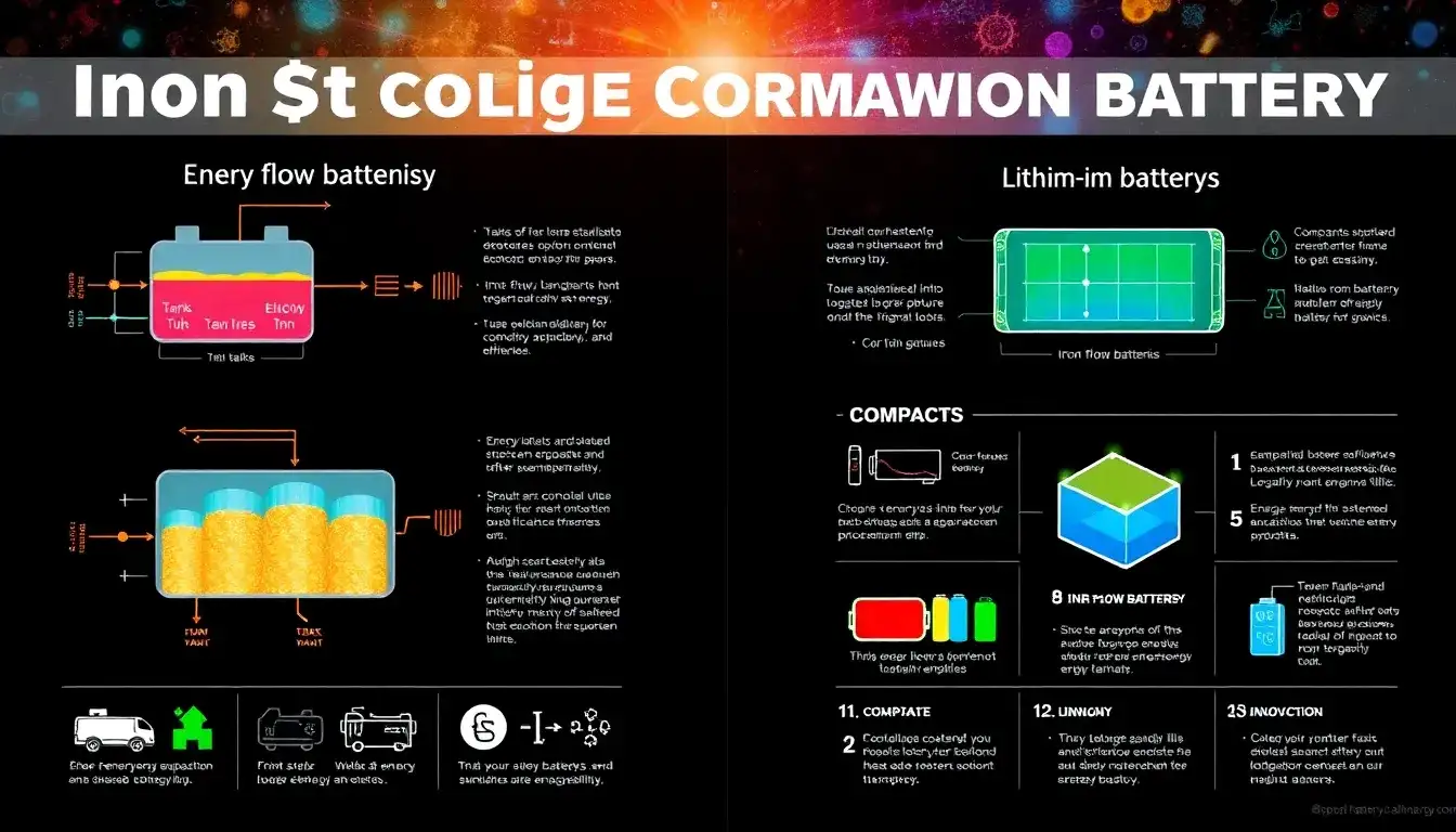 How does the energy storage capacity of iron flow batteries compare to lithium-ion batteries