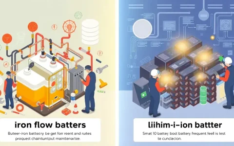 How do the maintenance requirements of iron flow batteries differ from those of lithium-ion batteries