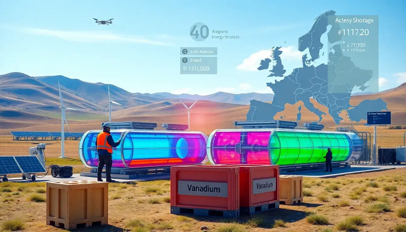 How might the lack of vanadium production in Europe affect the deployment of flow batteries