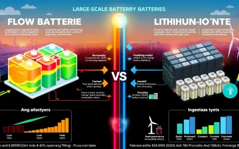 How do the costs of flow batteries compare to those of lithium-ion batteries for large-scale energy storage