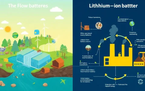 How do the environmental impacts of flow batteries compare to those of lithium-ion batteries