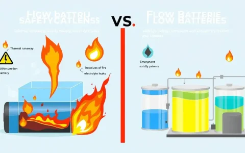 What are the safety concerns associated with lithium-ion batteries compared to flow batteries