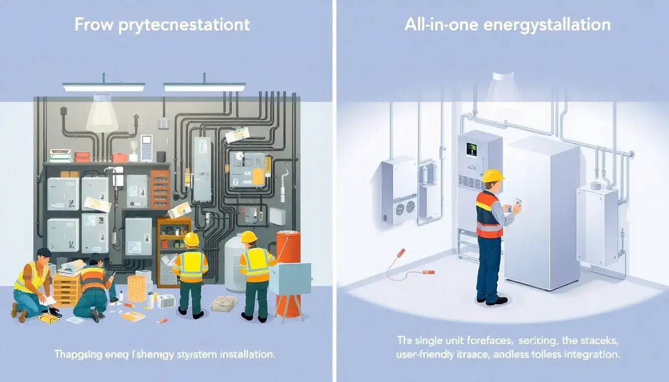 How does the installation process of an all-in-one energy storage system differ from traditional systems