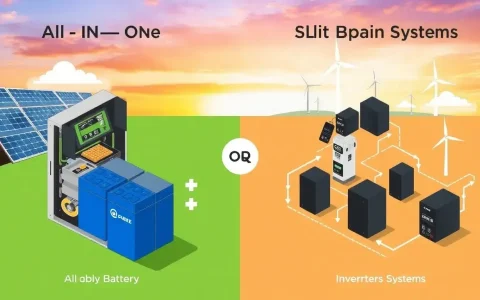 What are the key differences between all-in-one and split energy storage systems
