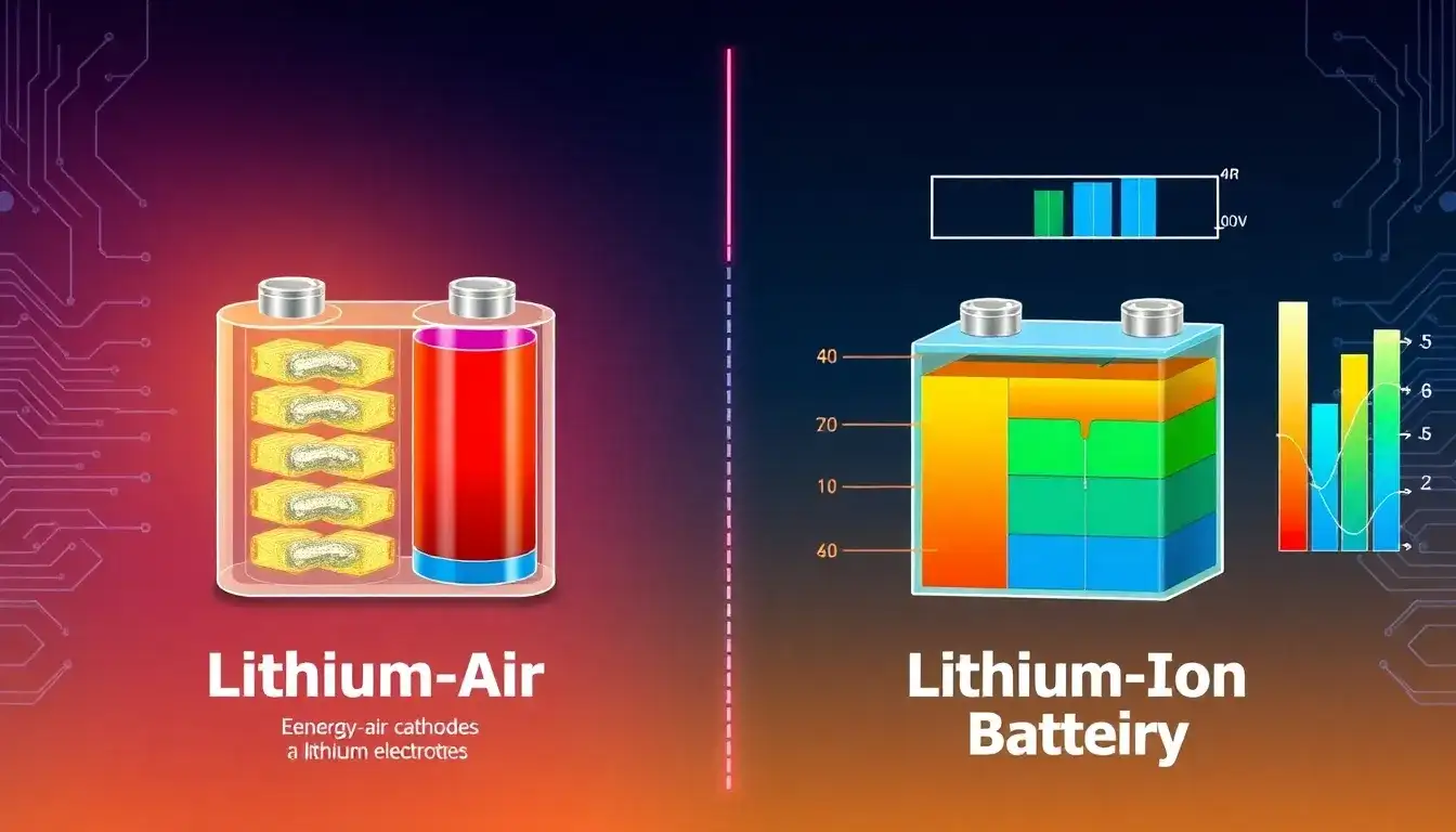 How does the energy density of lithium-air batteries compare to lithium-ion batteries