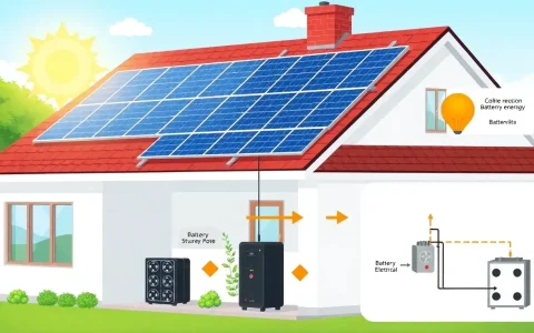 How do solar panels and batteries work together in a residential energy storage system