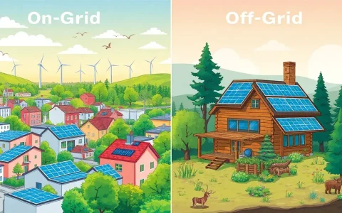 What are the environmental impacts of on-grid versus off-grid systems
