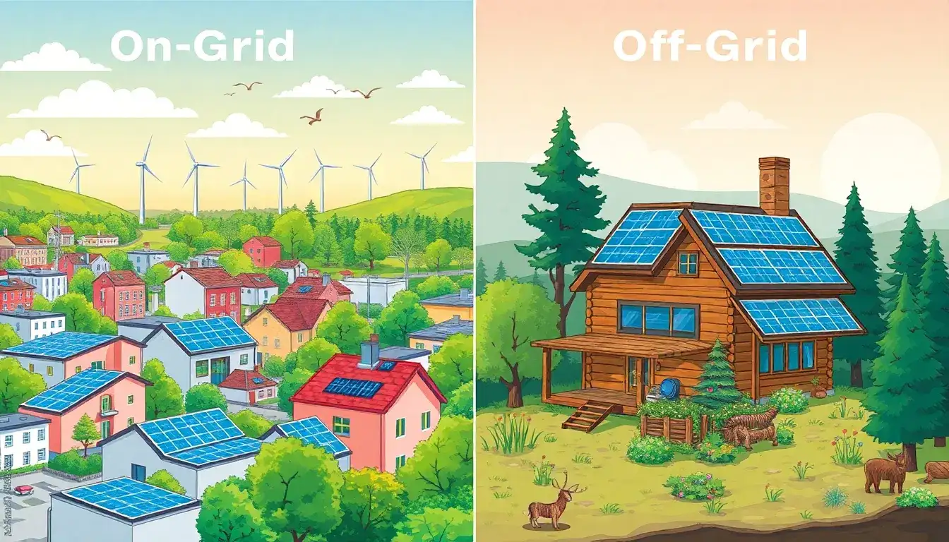 What are the environmental impacts of on-grid versus off-grid systems