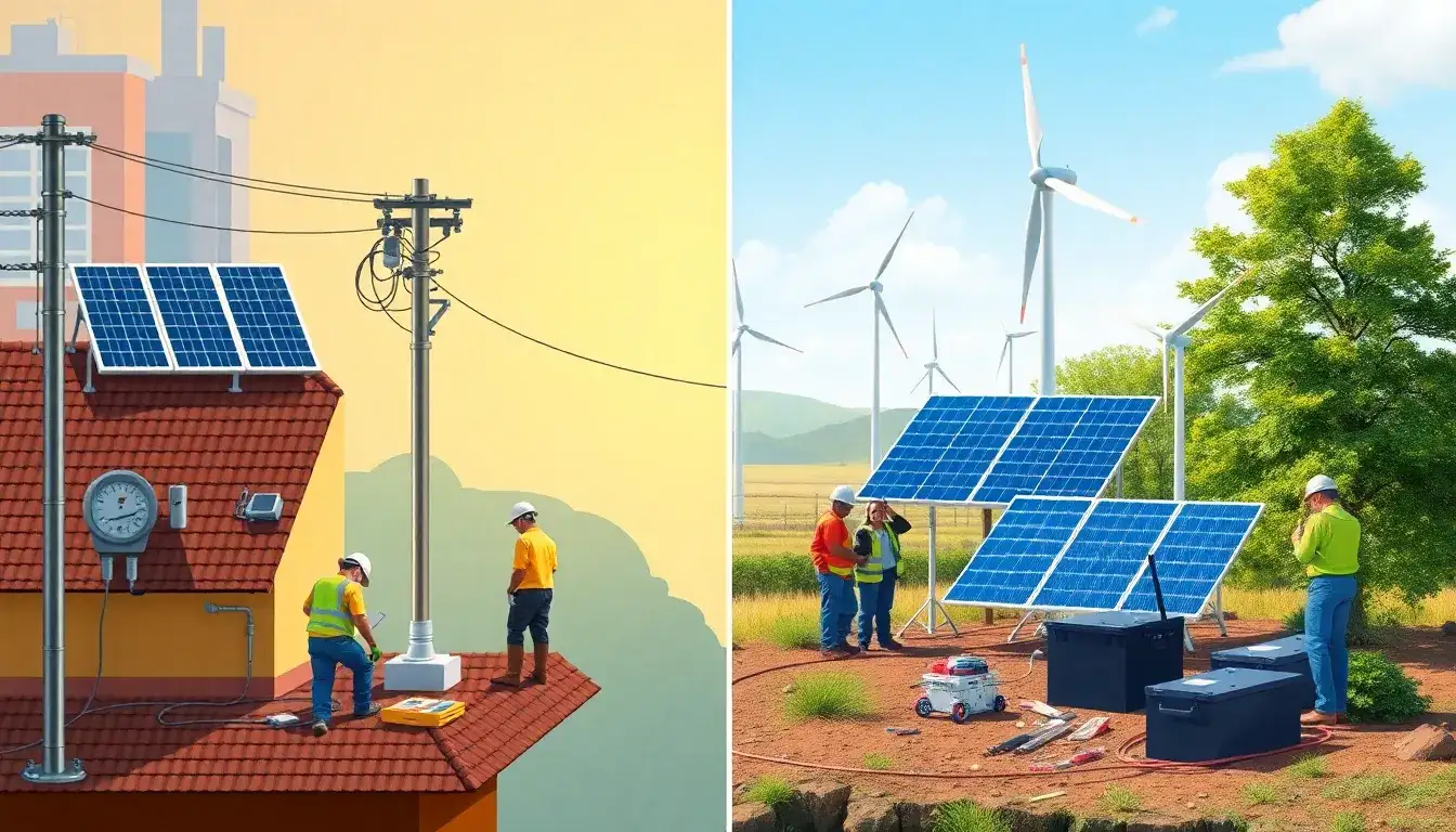 How do the maintenance requirements differ between on-grid and off-grid systems
