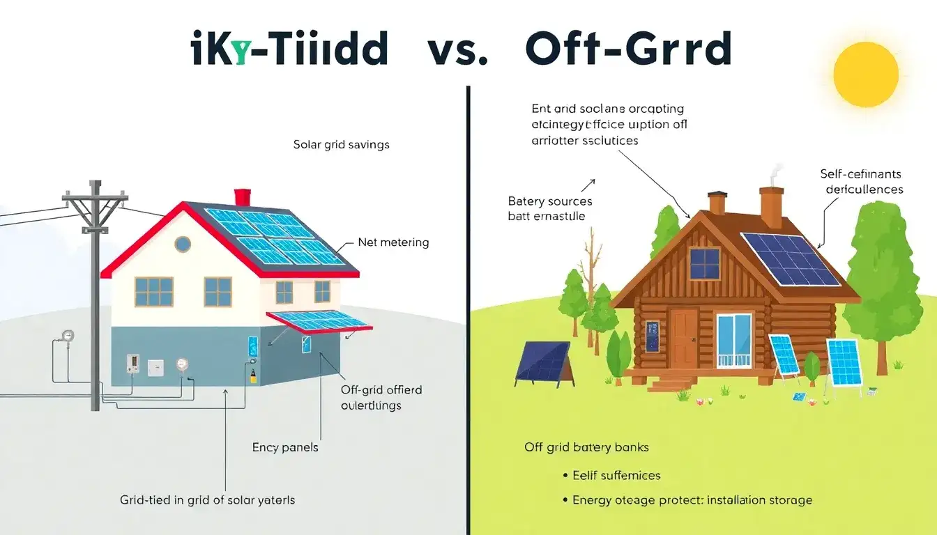What are the key factors to consider when choosing between grid-tied and off-grid solar systems