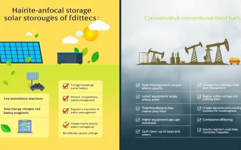 What are the differences in maintenance requirements between solar energy storage batteries and conventional fossil fuels