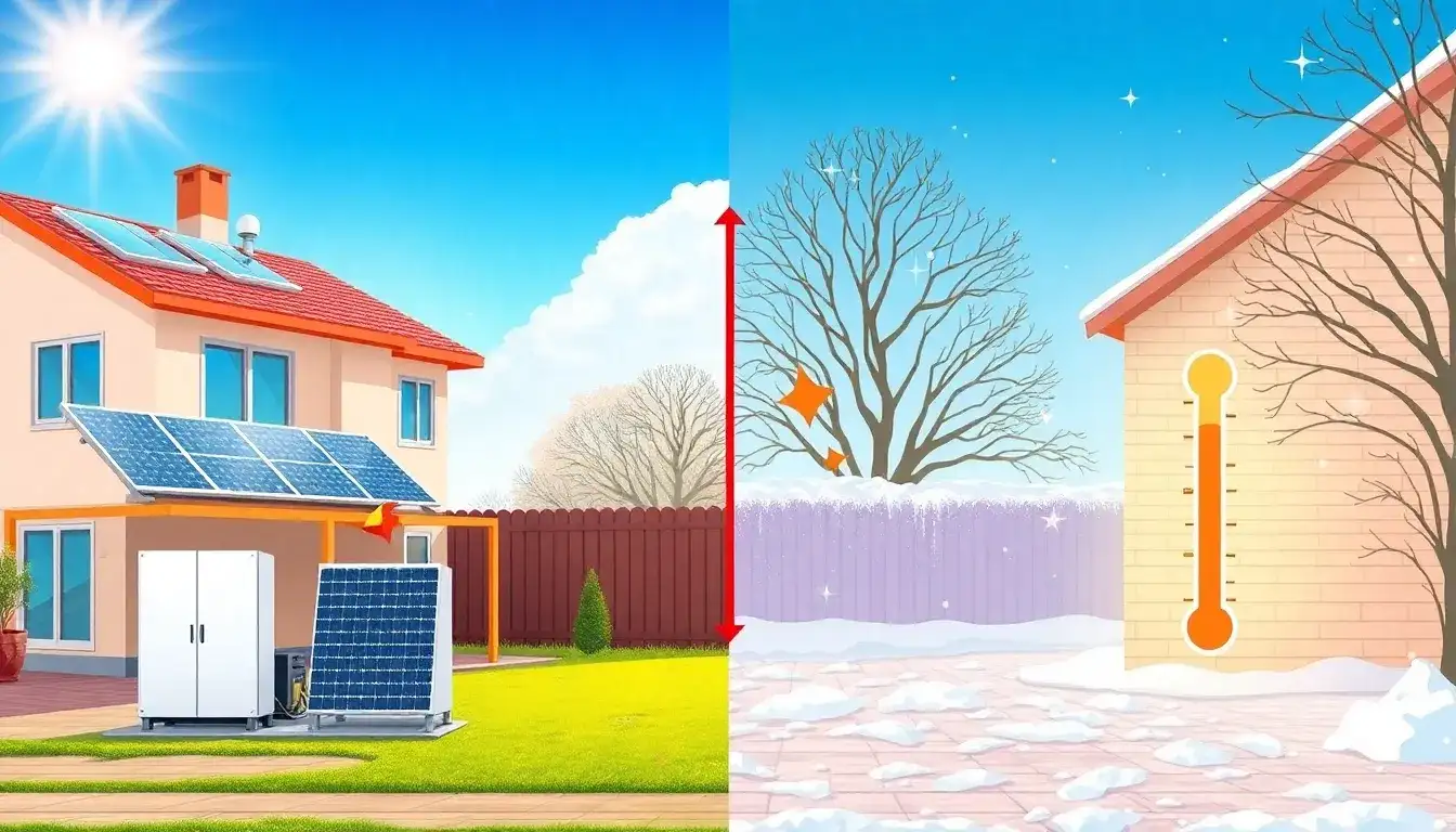 How does temperature affect the efficiency of residential energy storage systems