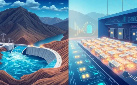How does the efficiency of pumped hydro storage compare to lithium-ion batteries