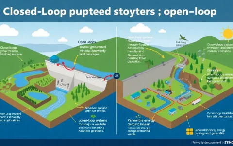 How do closed-loop pumped hydro storage systems minimize environmental impacts compared to open-loop systems
