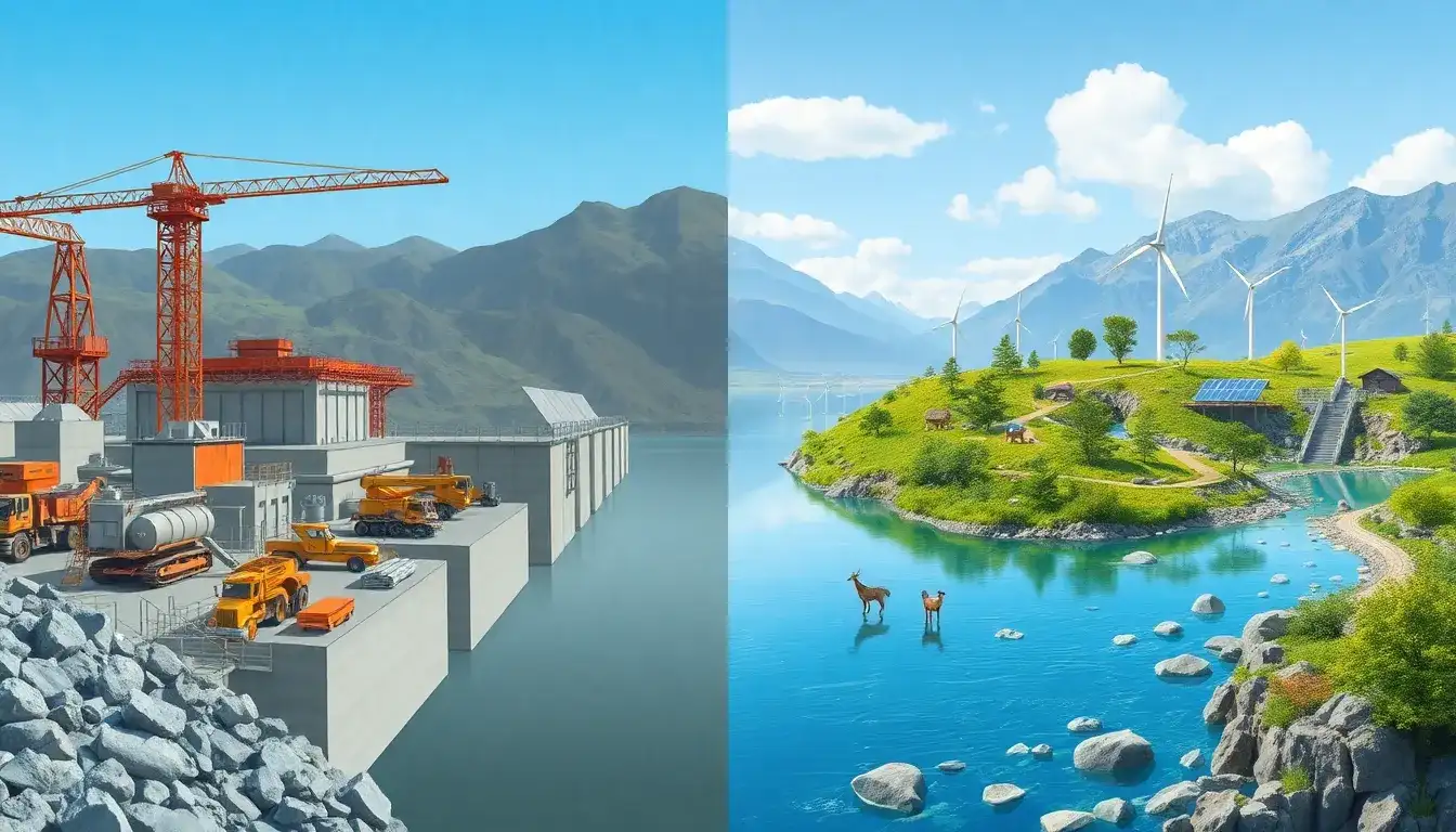 How do the initial construction costs of pumped hydro storage systems affect their overall environmental sustainability