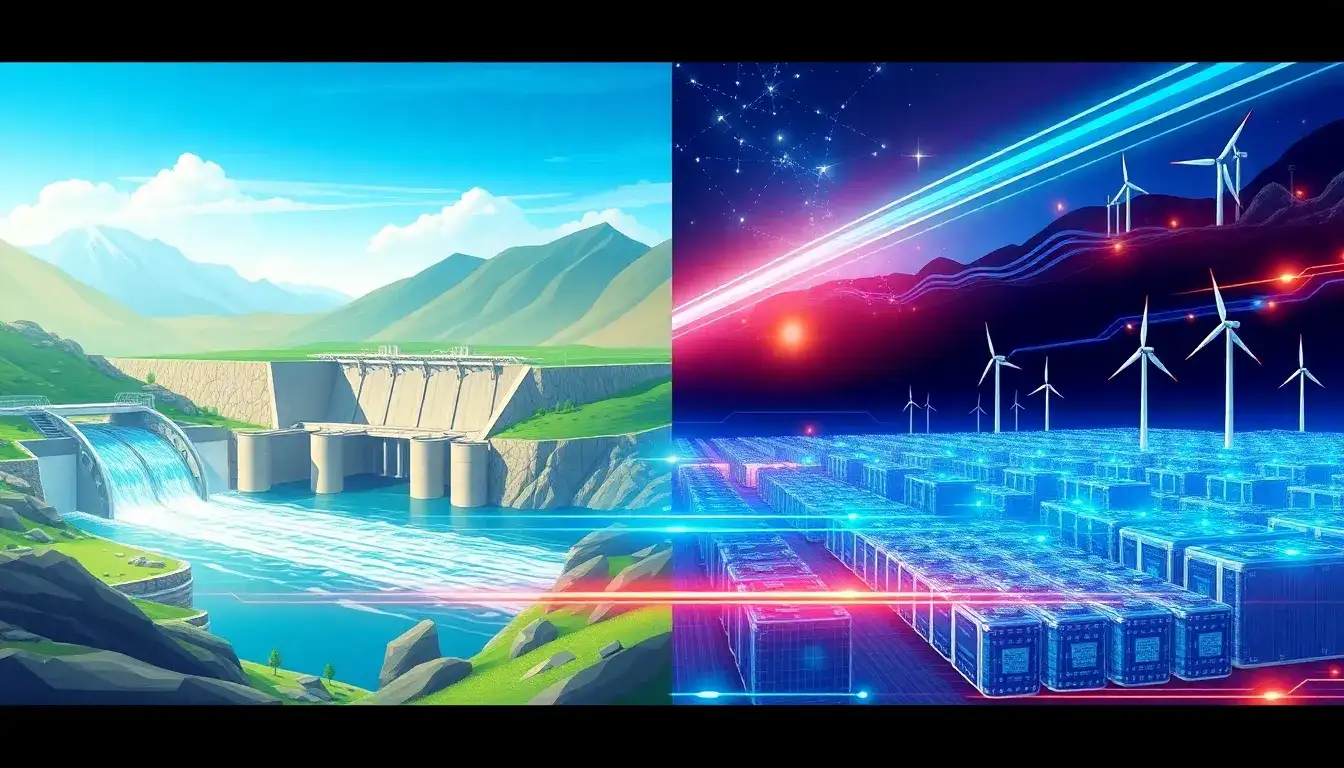 How does the response time of pumped hydro storage compare to lithium-ion batteries
