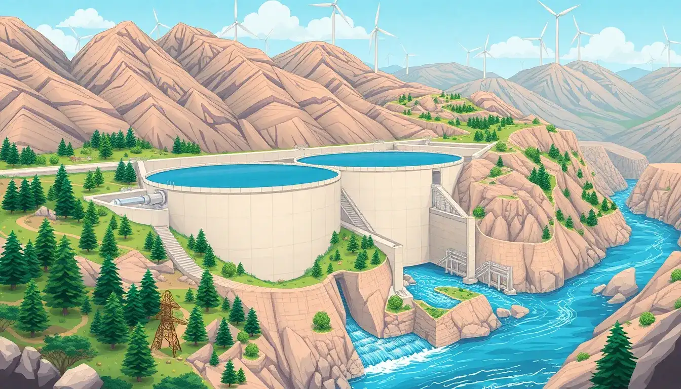 How does the use of concrete and other materials in pumped hydro storage facilities contribute to their environmental impact