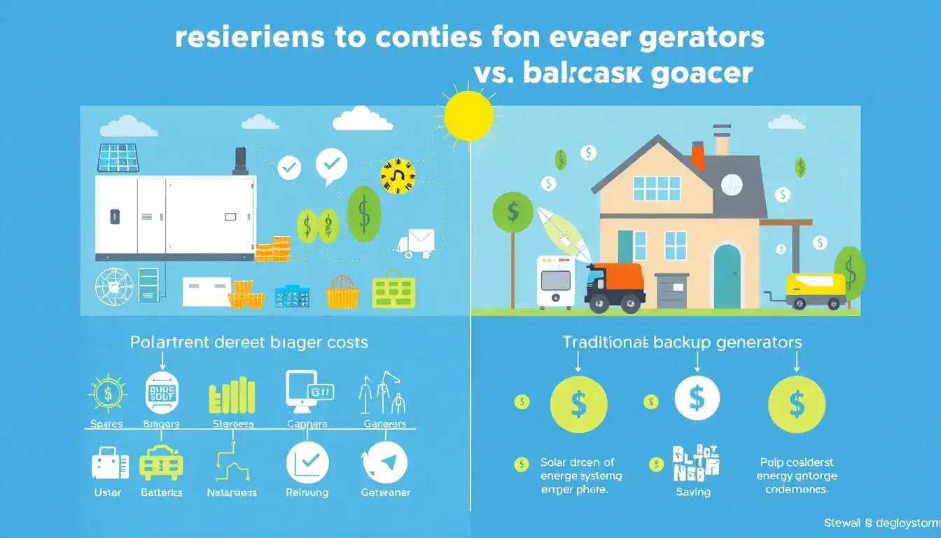 How does the cost of a residential energy storage system compare to a backup generator