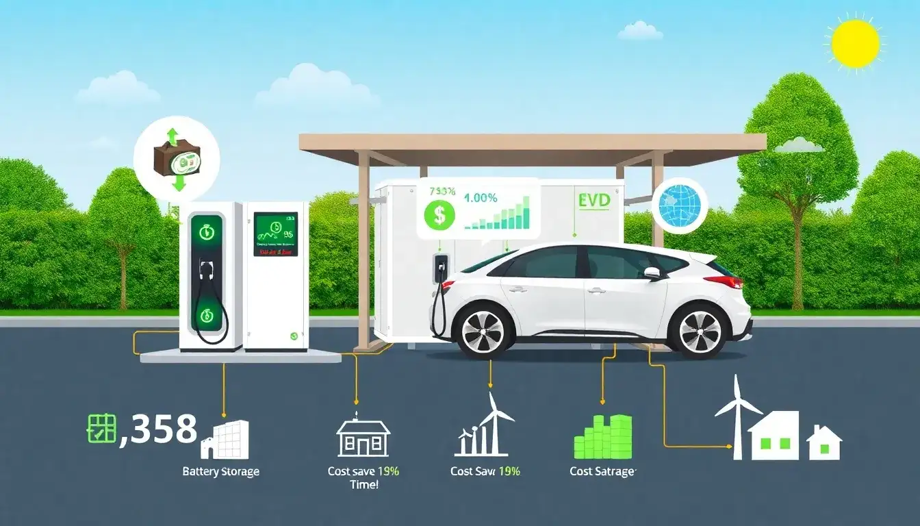 What are the cost benefits of integrating battery storage with EV charging